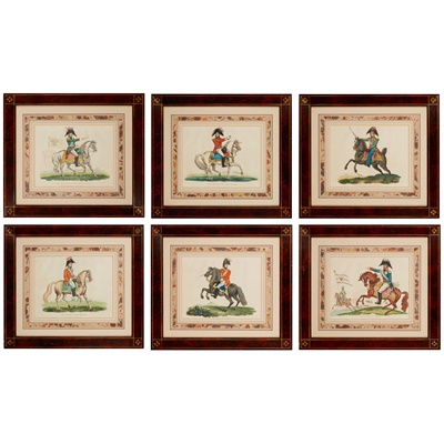 Lot 266 - SET OF SIX HAND-COLOURED EQUESTRIAN ENGRAVINGS OF WATERLOO INTEREST