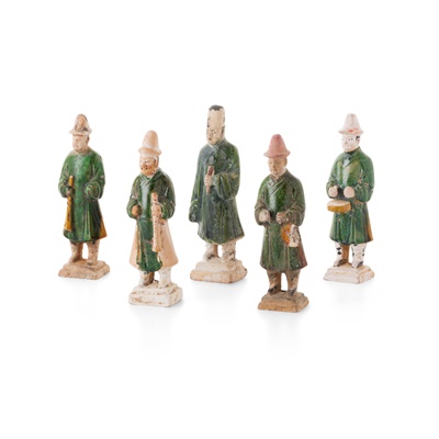 Lot 87 - GROUP OF FIVE POTTERY FIGURES OF MUSICIANS