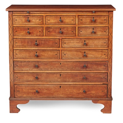 Lot 258 - REGENCY MAHOGANY AND INLAID COLLECTOR'S CHEST OF DRAWERS