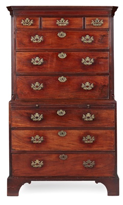 Lot 104 - GEORGE III MAHOGANY CHEST-ON-CHEST