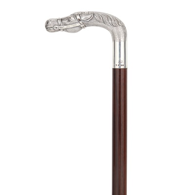 Lot 63 - A 1980s silver-mounted walking cane