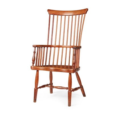Lot 178 - SCOTTISH ASH AND BIRCH DARVEL HIGH COMB-BACK ARMCHAIR