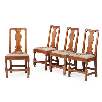 Lot 168 - SET OF FOUR GEORGE I PROVINCIAL OAK SIDE CHAIRS