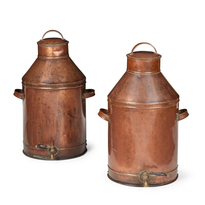Lot 172 - PAIR OF LARGE COPPER HOT WATER URNS