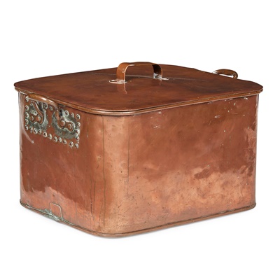 Lot 171 - LARGE VICTORIAN COPPER BRAISING POT AND COVER