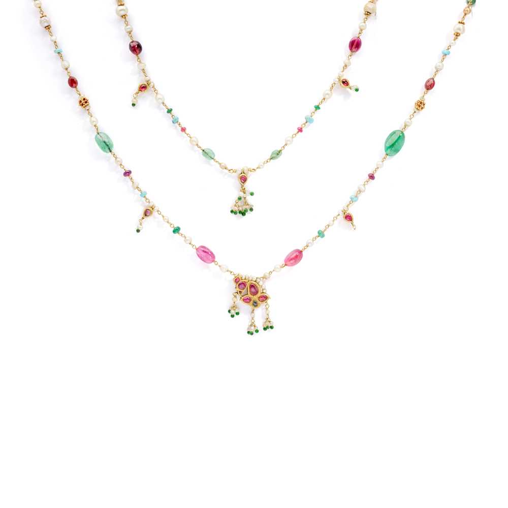 Lot 51 - An Indian pearl and gem-set necklace