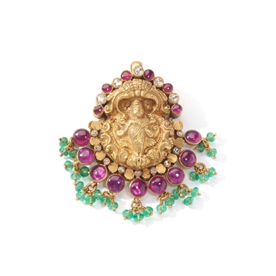 Lot 33 - An Indian gem-set pendant