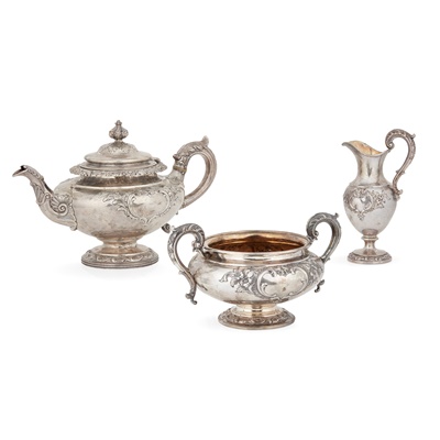 Lot 101 - A late William IV/ early Victorian matched three-piece tea service