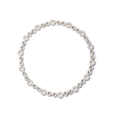 Lot 104 - A diamond-set fancy-link necklace