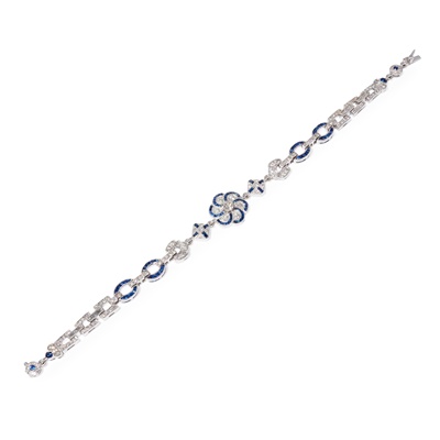 Lot 104 - A sapphire and diamond bracelet