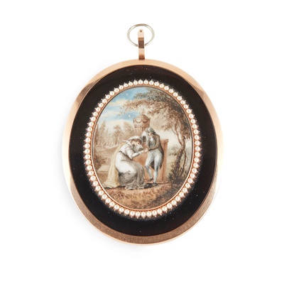 Lot 67 - GEORGIAN DOUBLE-SIDED MOURNING PENDANT