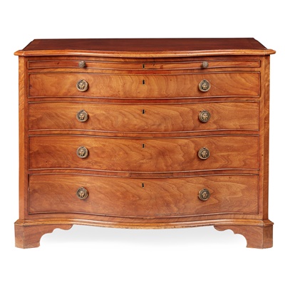 Lot 115 - GEORGE III MAHOGANY SERPENTINE CHEST OF DRAWERS