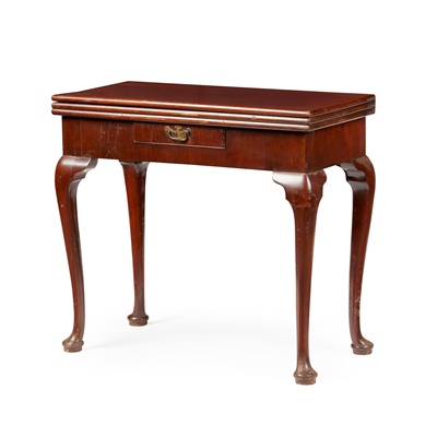 Lot 14 - GEORGE II RED WALNUT TWO-FOLD CARD AND TEA TABLE