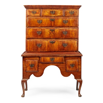 Lot 12 - GEORGE I WALNUT CHEST-ON-STAND