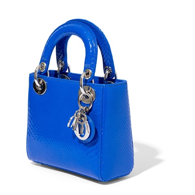 Lot 30 - Dior: A blue python Mini Lady Dior
