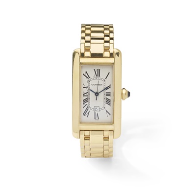 Lot 185 - Cartier: A gold wristwatch