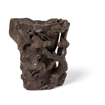 Lot 3 - CARVED AGARWOOD LIBATION CUP