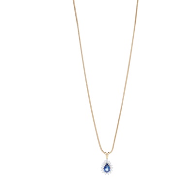 Lot 159 - A sapphire and diamond pendant