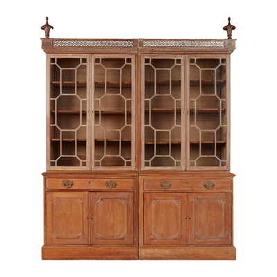 Lot 46 - GEORGE III STRIPPED PINE DOUBLE BOOKCASE