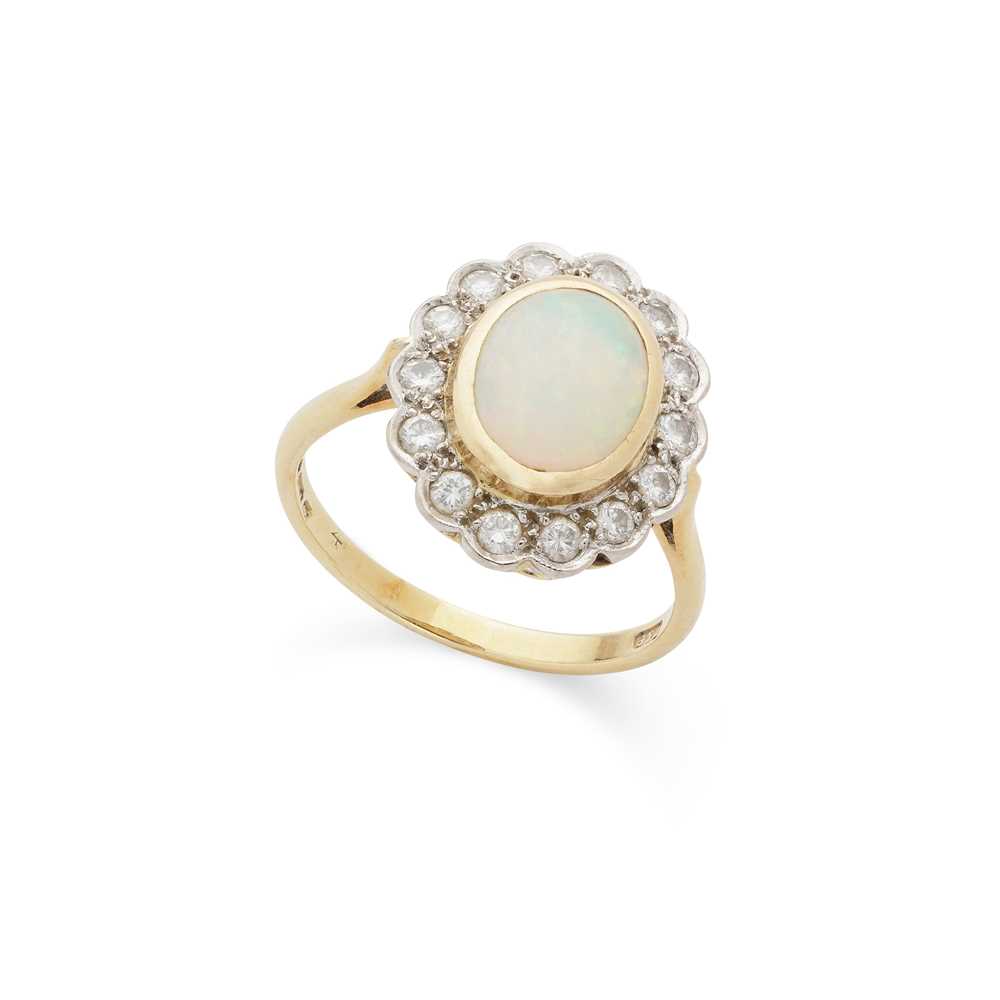 Lot 116 - An opal and diamond cluster ring