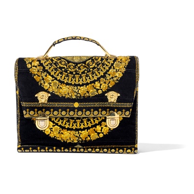 Lot 55 - Versace: A velvet Portfolio top handle bag