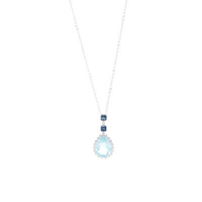 Lot 100 - An aquamarine, diamond and sapphire pendant