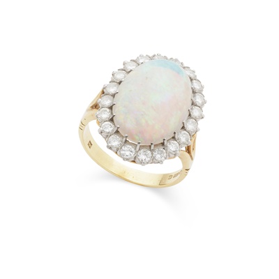Lot 78 - An opal and diamond cluster ring