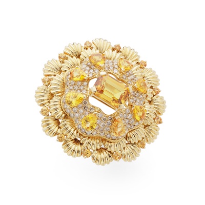Lot 43 - Jahan: A citrine and diamond cocktail ring