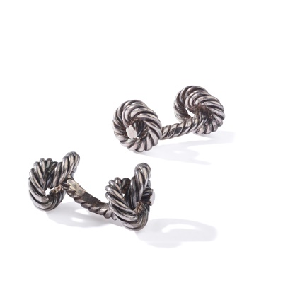 Lot 116 - George Lenfant for Hermès: A pair of silver cufflinks