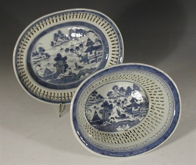 Lot 70 - An 18th century Chinese export blue painted...