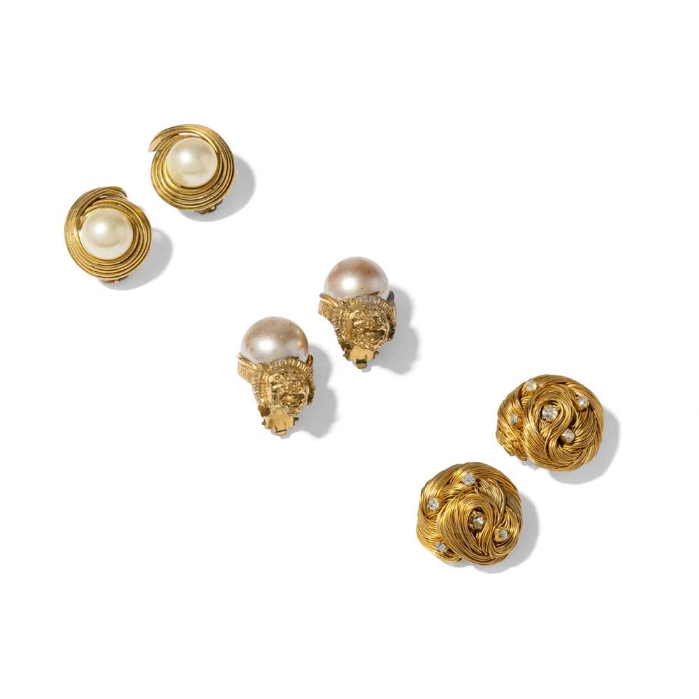 Lot 100 - Chanel: Three pairs of costume earrings