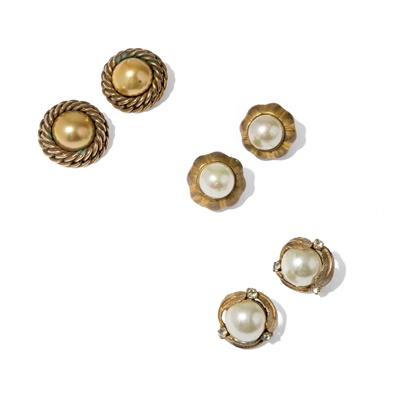 Lot 107 - Chanel: Three pairs of costume earrings