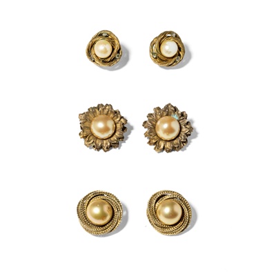 Lot 104 - Chanel: Three pairs of costume earrings