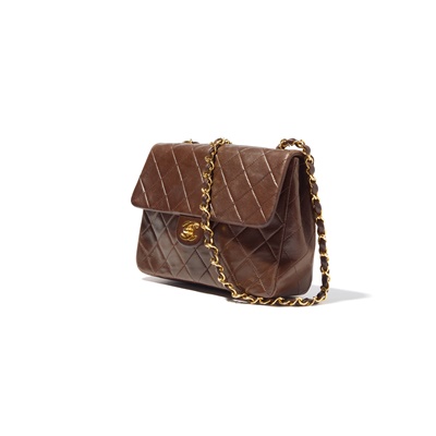 Lot 16 - Chanel: A brown small flap bag