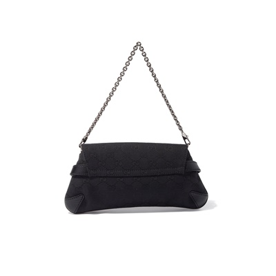 Lot 29 - Gucci: A black Monogram Horsebit Mini Flap bag
