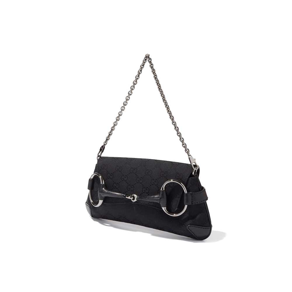 Lot 29 - Gucci: A black Monogram Horsebit Mini Flap bag