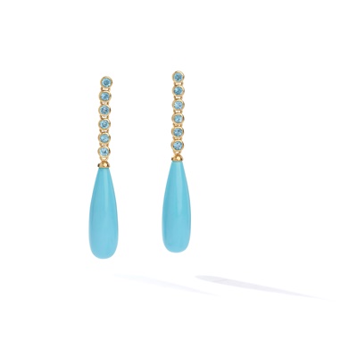 Lot 168 - A pair of turquoise and blue topaz earrings