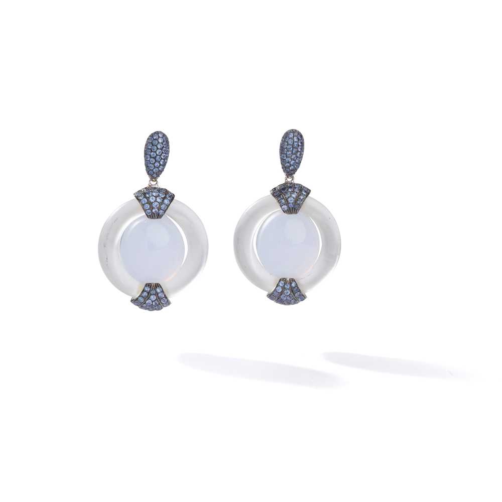Lot 144 - A pair of gem-set earrings