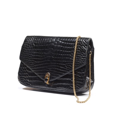 Lot 28 - Gucci: A black crocodile skin bag