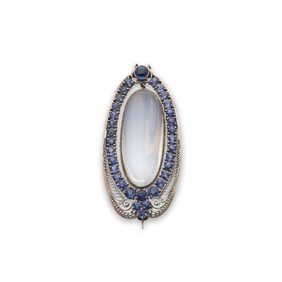 Lot 63 - Tiffany & Co: A moonstone and sapphire pendant