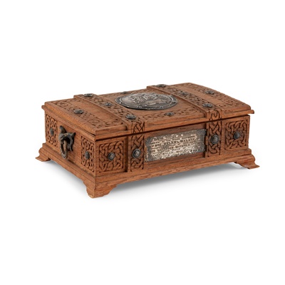 Lot 206 - MONTROSE - A SILVER AND WOODEN FREEDOM CASKET