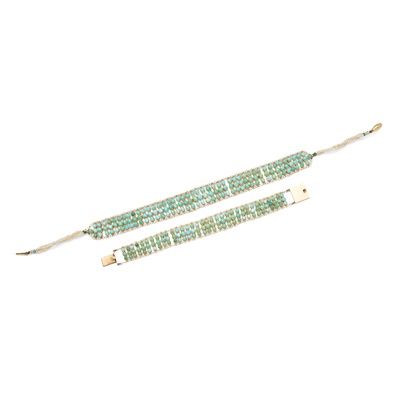 Lot 62 - An Indian turquoise and seed pearl choker and bracelet