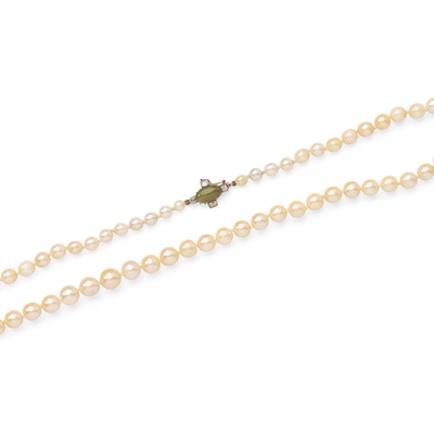 Lot 64 - A cultured pearl, turquoise and diamond necklace