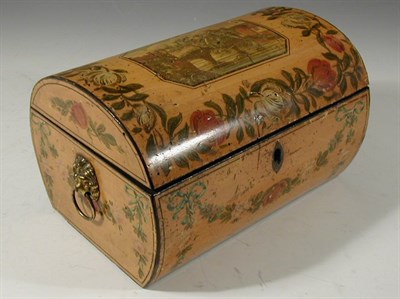 Lot 115 - A Regency lacquered satinwood tea caddy, of...
