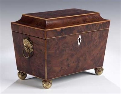 Lot 108 - A George III burr yew tea caddy, with boxwood...