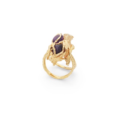 Lot 47 - A modernist amethyst cocktail ring