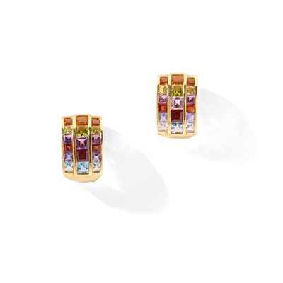 Lot 48 - A pair of gem-set earrings