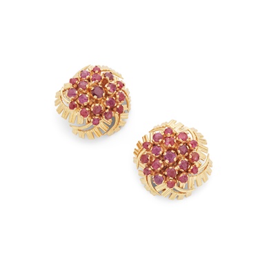 Lot 40 - A pair of ruby earrings