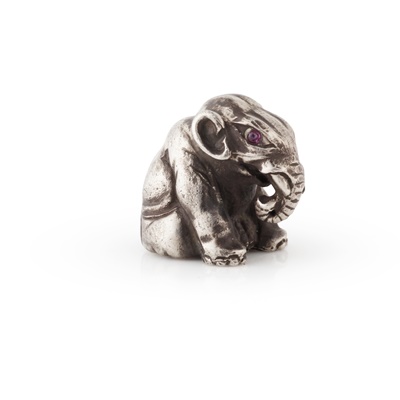 Lot 17 - A Russian miniature gem set silver elephant