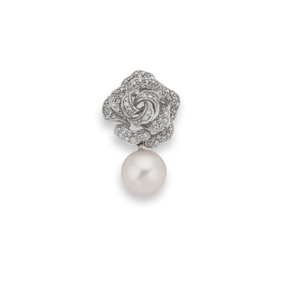 Lot 54 - A pearl and diamond pendant